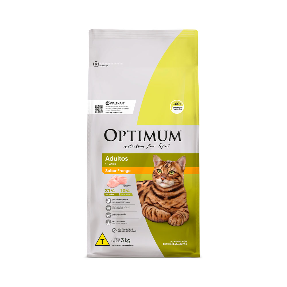 Ração Optimum para Gatos Adultos 1+ anos sabor Frango
