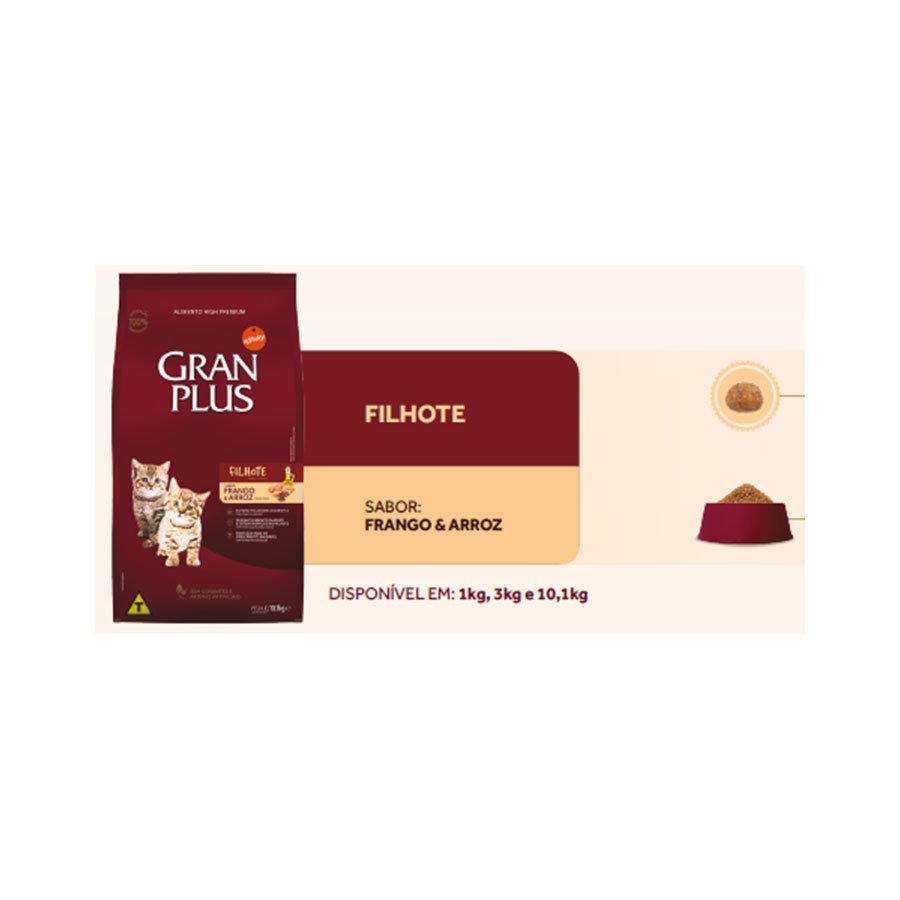 Ração GranPlus para Gatos Filhotes Sabor Frango e Arroz