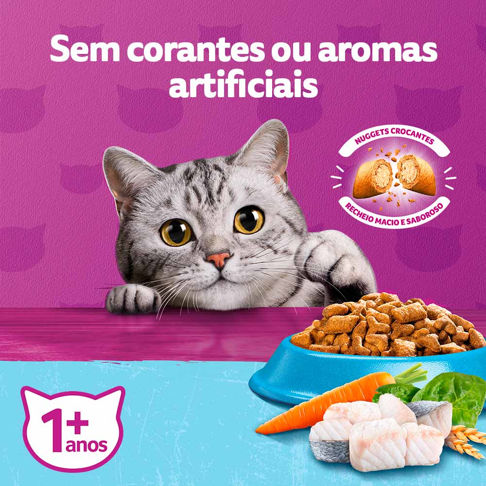 Ração Whiskas para Gatos Adultos Castrados Sabor Peixe