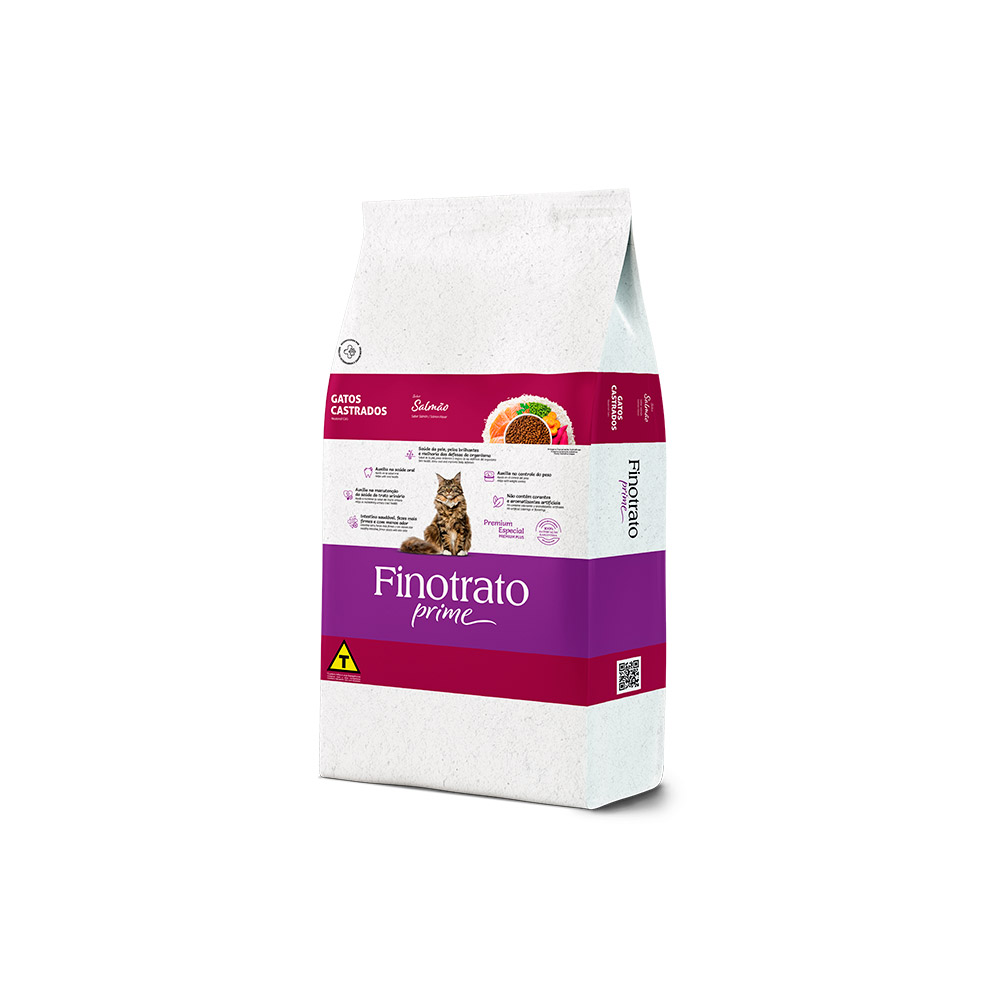 Ração Finotrato Prime para Gatos Castrados Sabor Salmão - 10,1 kg