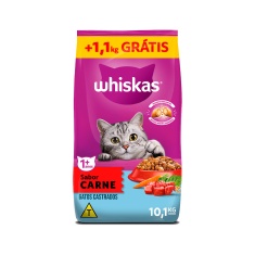 Ração Whiskas para Gatos Adultos Castrados Sabor Carne