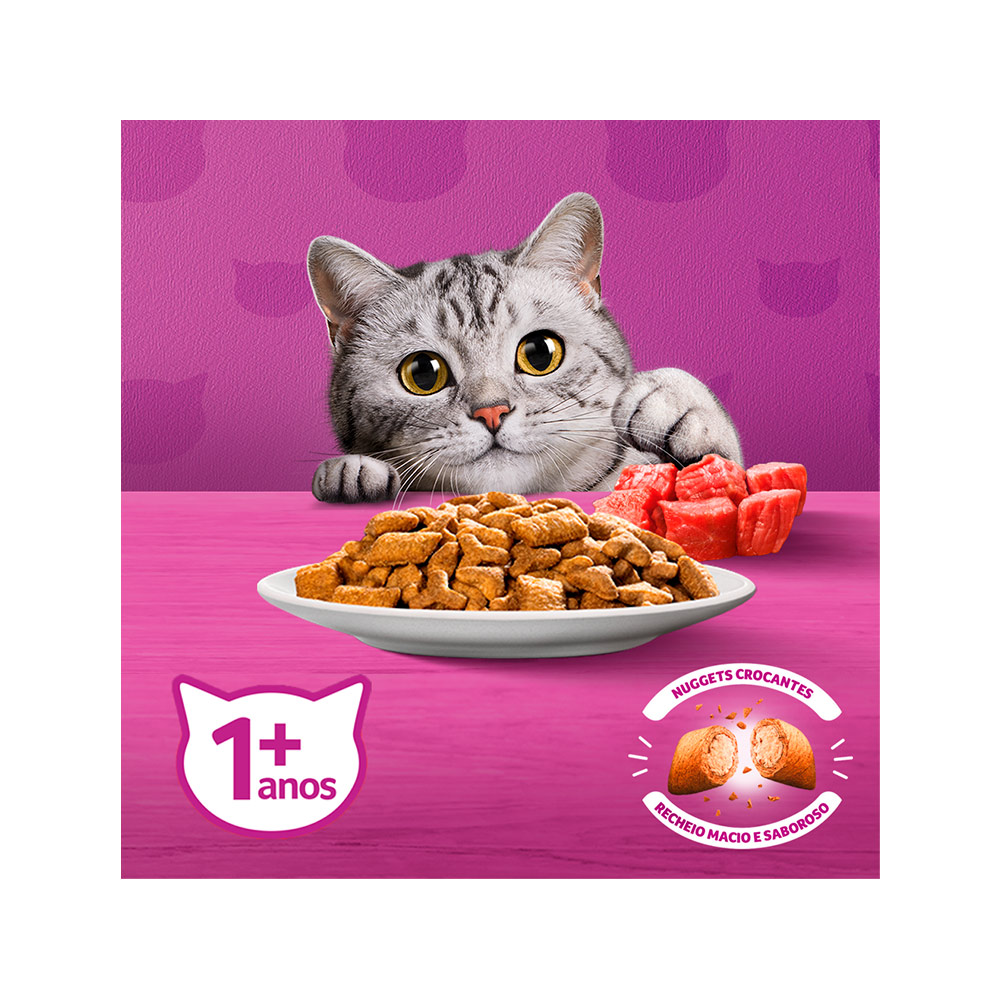 Ração Whiskas para Gatos Adultos Castrados Sabor Carne