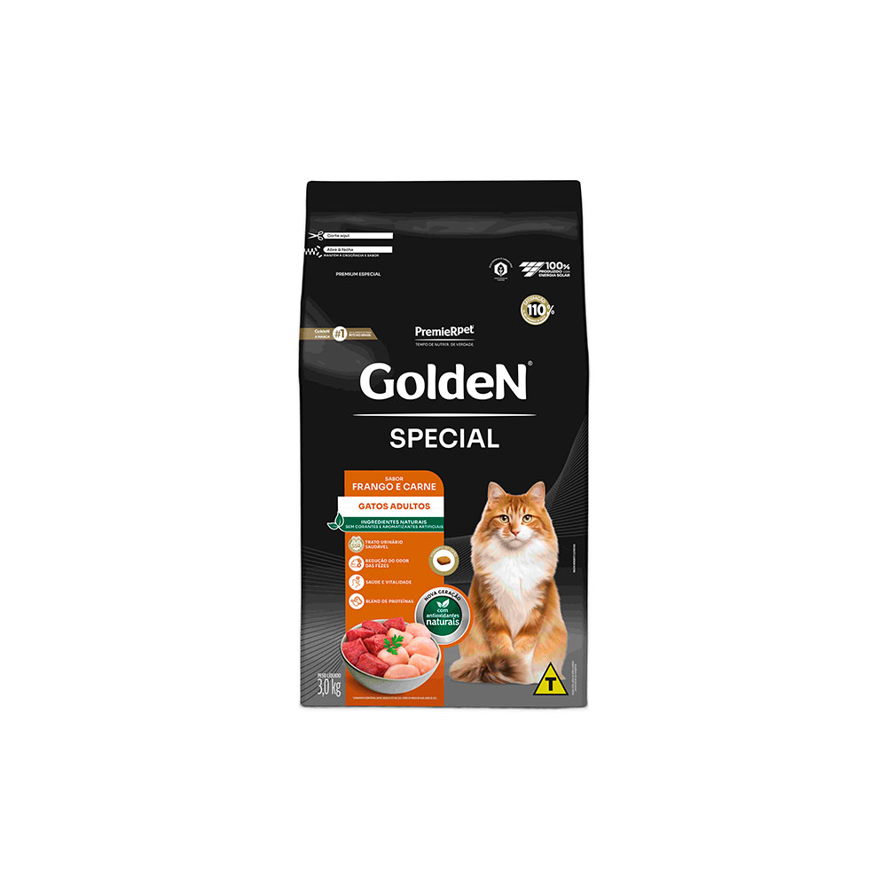 Ração Golden Special para Gatos Adultos Sabor Frango e Carne
