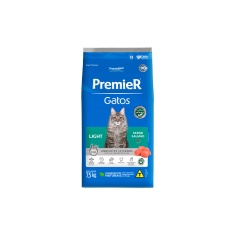 Ração Premier Ambientes Internos Light para Gatos Adultos Sabor Salmão