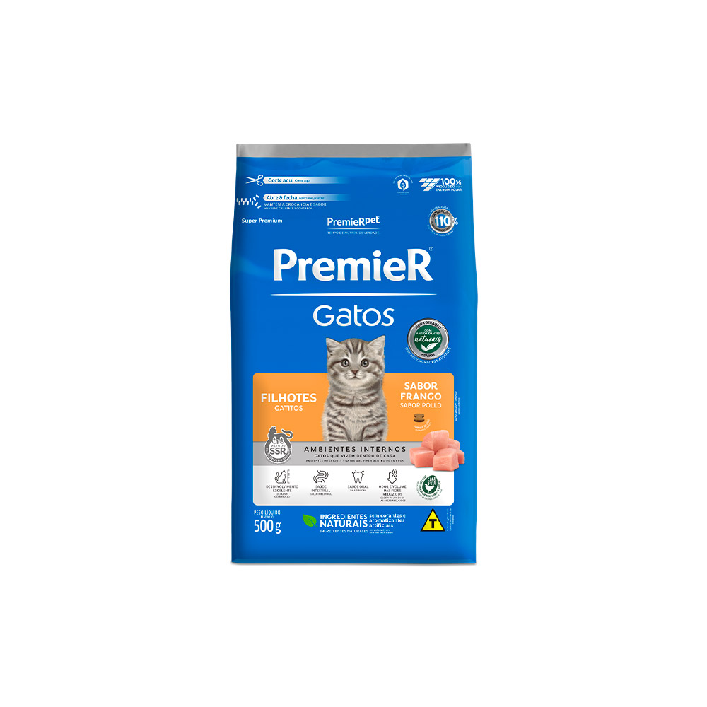 Ração Premier Ambientes Internos para Gatos Filhotes Sabor Frango