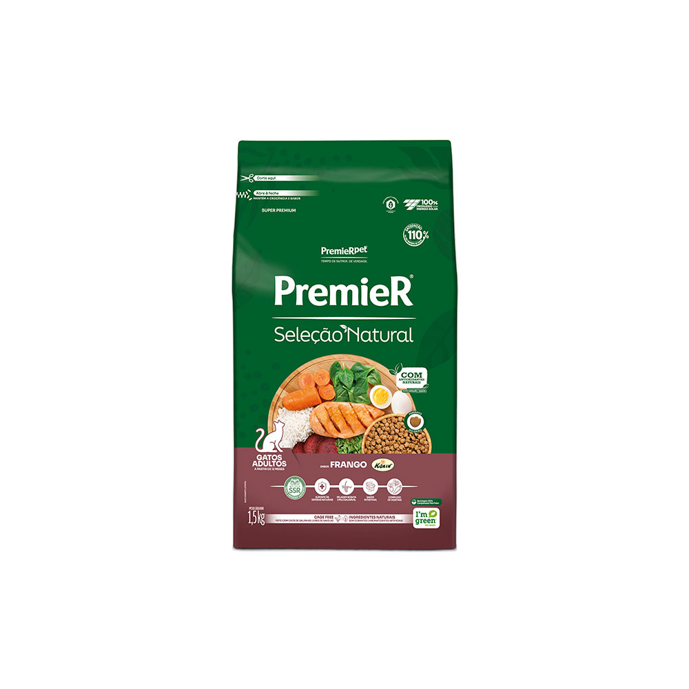 Ração Premier Seleção Natural para Gatos Adultos 1,5 kg