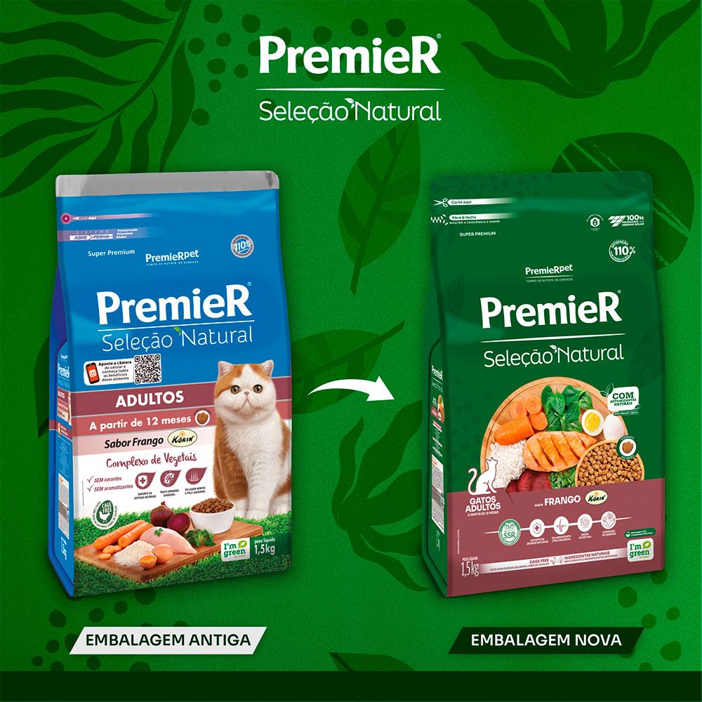 Ração Premier Seleção Natural para Gatos Adultos 1,5 kg