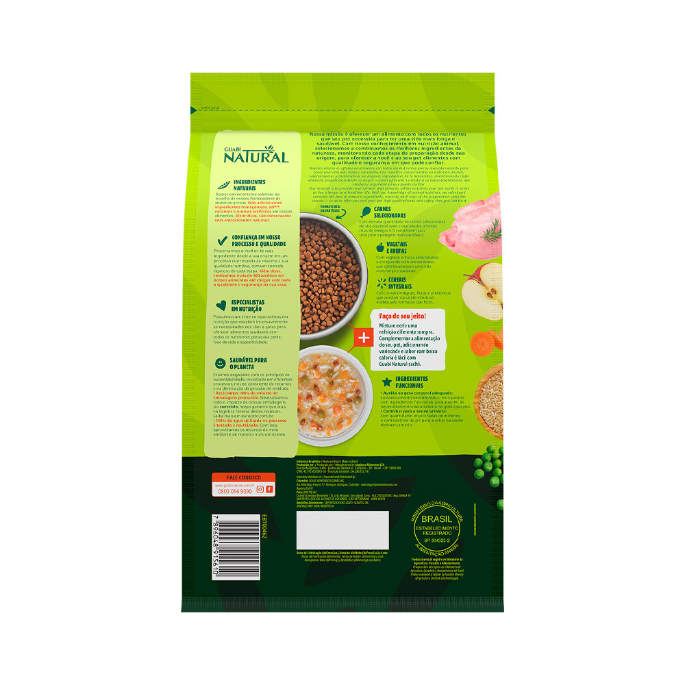 Ração Guabi Natural para Gatos Adultos Castrados Sabor Frango e Arroz Integral