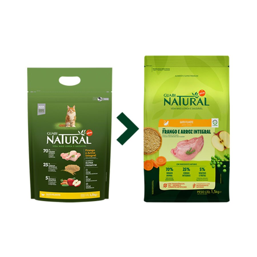 Ração Guabi Natural para Gatos Filhotes Sabor Frango e Arroz Integral 1,5 kg