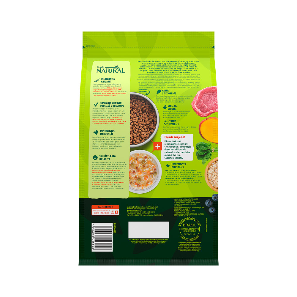 Ração Guabi Natural para Gatos Adultos Castrados Sabor Cordeiro e Aveia