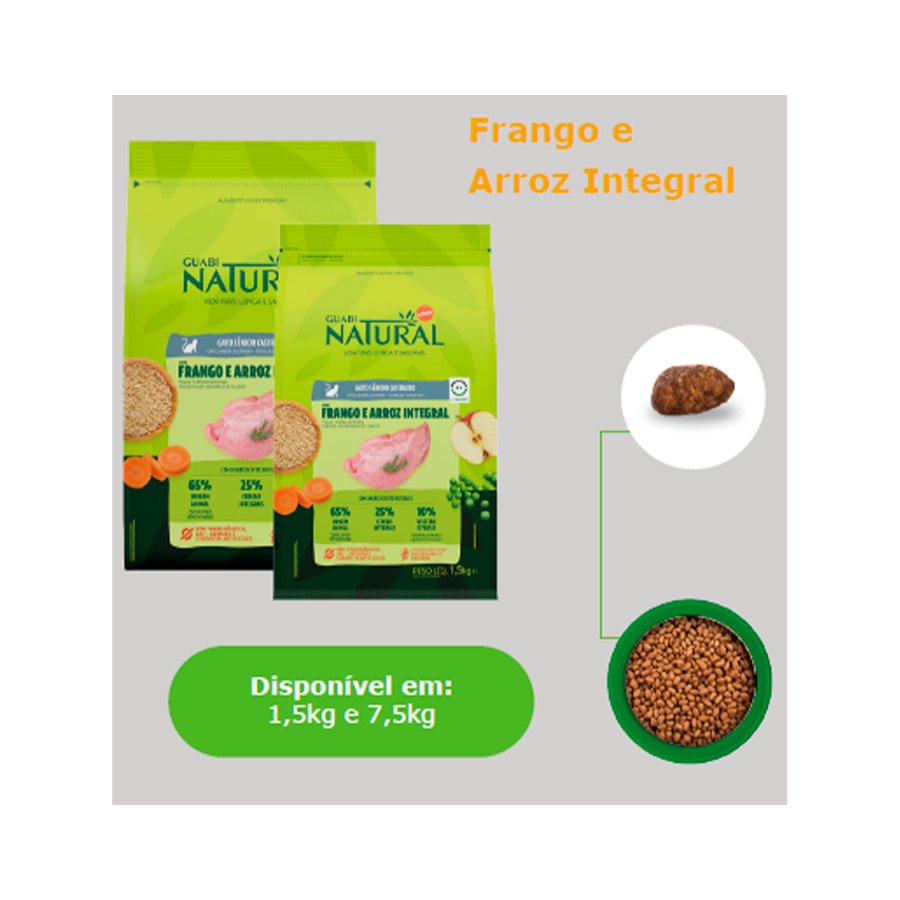 Ração Guabi Natural para Gatos Sênior Castrados Sabor Frango e Arroz