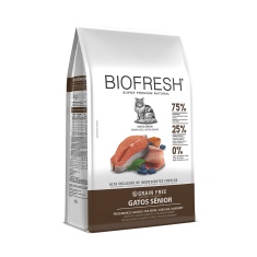Ração Biofresh para Gatos Sênior Sabor Peixe Branco, Salmão, Chá Verde, Cúrcuma e Blueberry