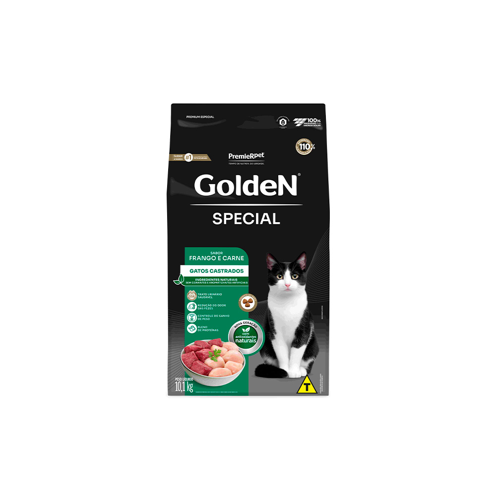 Ração Golden Special para Gatos Castrados Sabor Frango e Carne