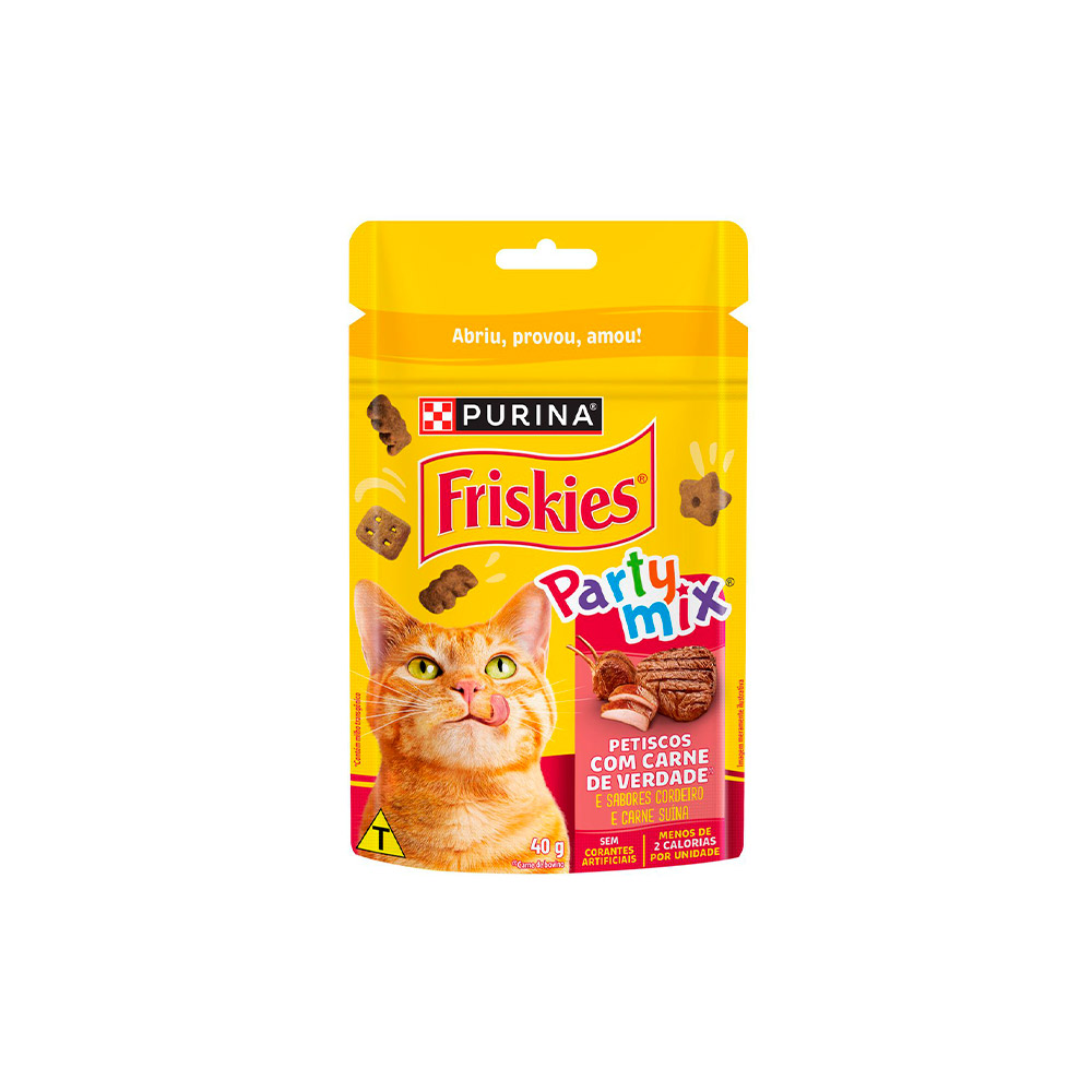 Petisco Friskies para Gatos Adultos Sabor Cordeiro, Carne Suína e Carne 40g