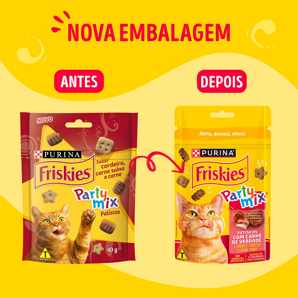 Petisco Friskies para Gatos Adultos Sabor Cordeiro, Carne Suína e Carne 40g