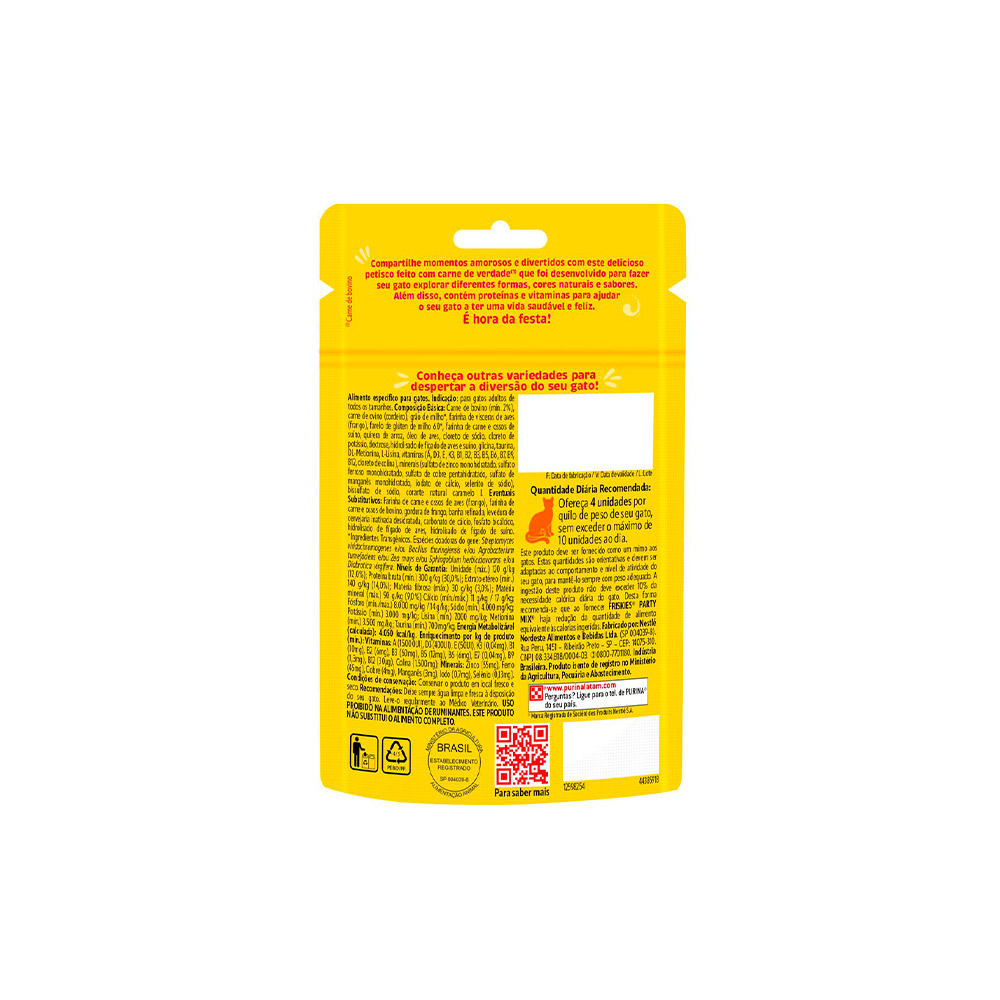 Petisco Friskies para Gatos Adultos Sabor Cordeiro, Carne Suína e Carne 40g