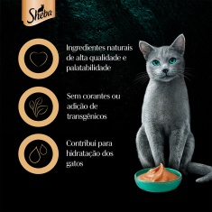 Petisco Sheba Cremoso Sabores Frango e Frango & Peixe Branco Gatos Adultos 4 Unidades