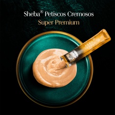 Petisco Sheba Cremoso Sabores Frango e Frango & Peixe Branco Gatos Adultos 4 Unidades