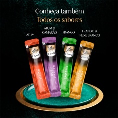 Petisco Sheba Cremoso Sabores Frango e Frango & Peixe Branco Gatos Adultos 4 Unidades