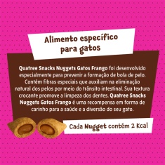 Snack Quatree Nuggets Previne Bolas de Pelos Sabor Frango para Gatos Adultos 150 g