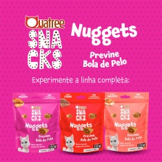 Snack Quatree Nuggets Previne Bolas de Pelos Sabor Frango para Gatos Adultos 150 g