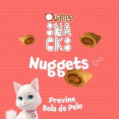 Snack Quatree Nuggets Previne Bolas de Pelos Sabor Salmão para Gatos Adultos