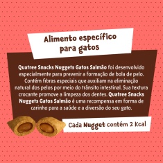 Snack Quatree Nuggets Previne Bolas de Pelos Sabor Salmão para Gatos Adultos