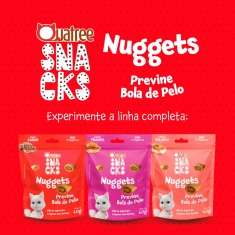 Snack Quatree Nuggets Previne Bolas de Pelos Sabor Carne para Gatos Adultos