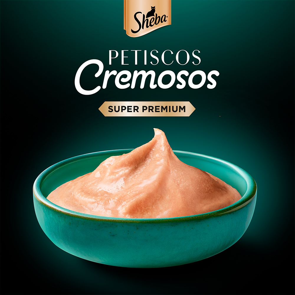 Petisco Sheba Cremoso Atum e Salmão & Frango e Camarão para Gatos Adultos com 4 Unidades