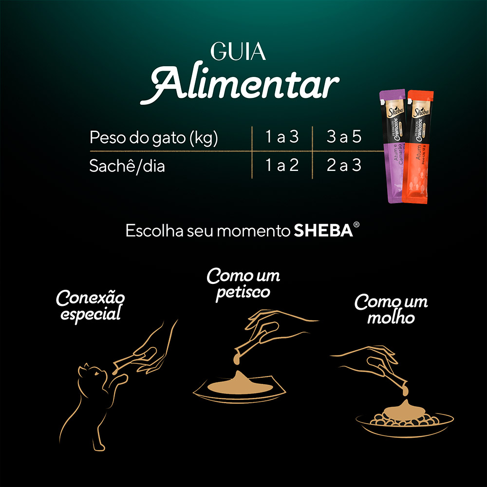 Petisco Sheba Cremoso Atum e Salmão & Frango e Camarão para Gatos Adultos com 4 Unidades