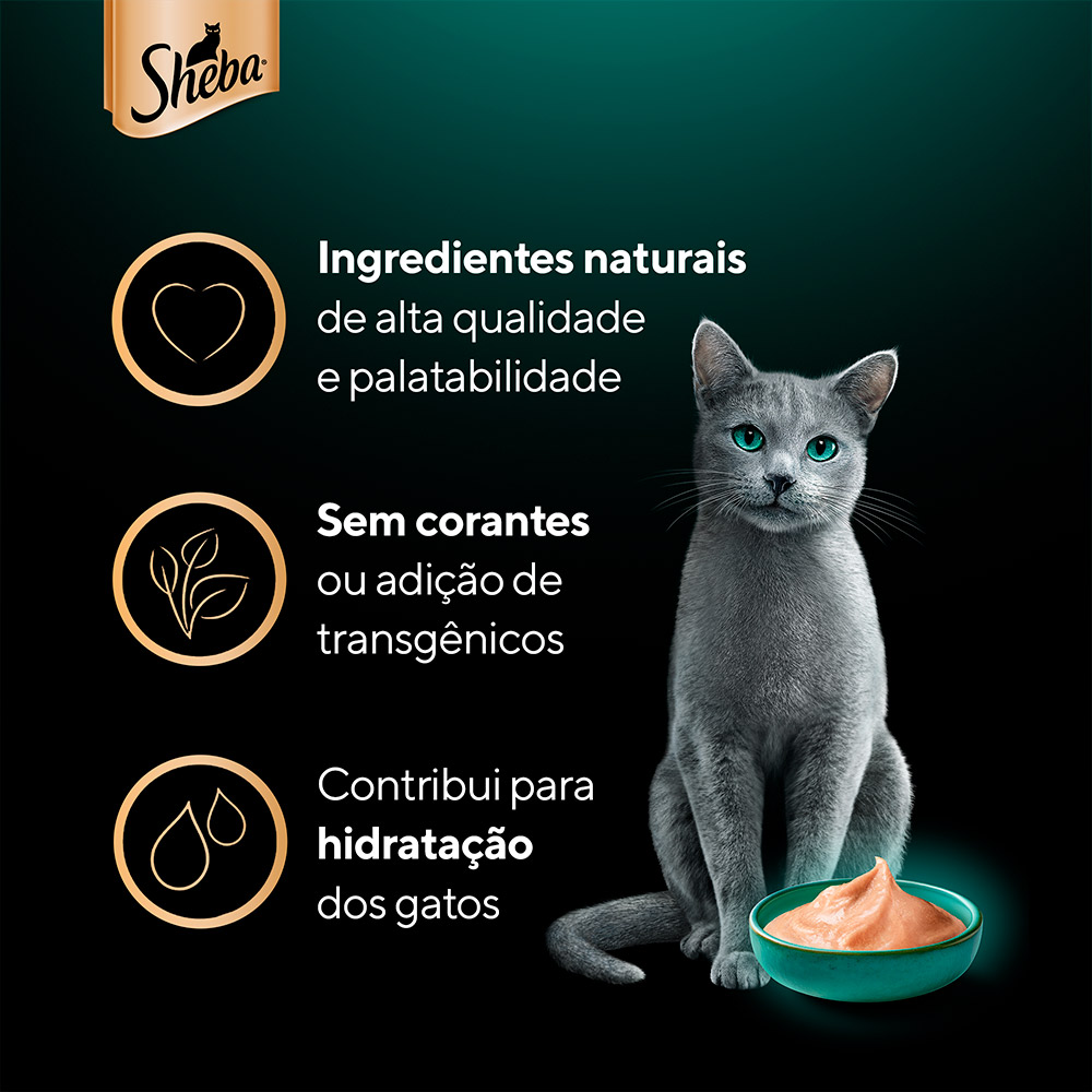 Petisco Sheba Cremoso Frango e Salmão para Gatos Adultos com 2 Unidades