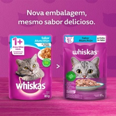 Ração Úmida Whiskas Sachê para Gatos Adultos Sabor Atum - 85g