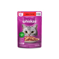Ração Úmida Whiskas Sachê para Gatos Adultos Sabor Carne ao Molho - 85g
