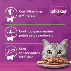 Ração Úmida Whiskas Sachê para Gatos Adultos Sabor Carne ao Molho - 85g