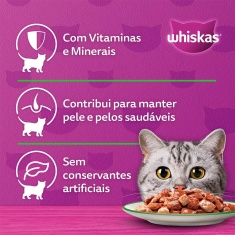 Ração Úmida Whiskas Sachê para Gatos Adultos Sabor Cordeiro ao Molho - 85g
