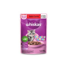 Ração Úmida Whiskas Sachê para Gatos Filhotes Sabor Carne ao Molho - 85g