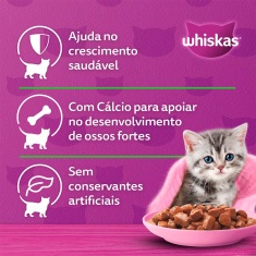 Ração Úmida Whiskas Sachê para Gatos Filhotes Sabor Carne ao Molho - 85g