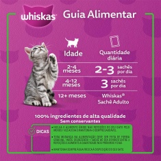 Ração Úmida Whiskas Sachê para Gatos Filhotes Sabor Carne ao Molho - 85g