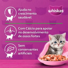 Ração Úmida Whiskas Sachê para Gatos Filhotes Sabor Frango ao Molho - 85g