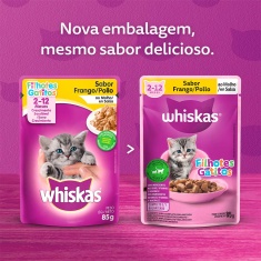 Ração Úmida Whiskas Sachê para Gatos Filhotes Sabor Frango ao Molho - 85g