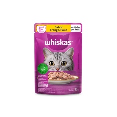 Ração Úmida Whiskas Sachê para Gatos Adultos Sabor Frango ao Molho - 85g