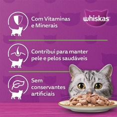 Ração Úmida Whiskas Sachê para Gatos Adultos Sabor Frango ao Molho - 85g