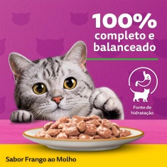 Ração Úmida Whiskas Sachê para Gatos Adultos Sabor Frango ao Molho - 85g
