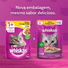 Ração Úmida Whiskas Sachê para Gatos Adultos Sabor Frango ao Molho - 85g