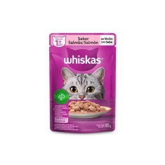 Ração Úmida Whiskas Sachê para Gatos Adultos Sabor Salmão ao Molho - 85g