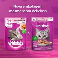 Ração Úmida Whiskas Sachê para Gatos Adultos Sabor Salmão ao Molho - 85g