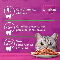 Ração Úmida Whiskas Sachê Jelly para Gatos Adultos Sabor Carne - 85g