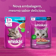 Ração Úmida Whiskas Sachê Jelly para Gatos Adultos Sabor Peixe - 85g
