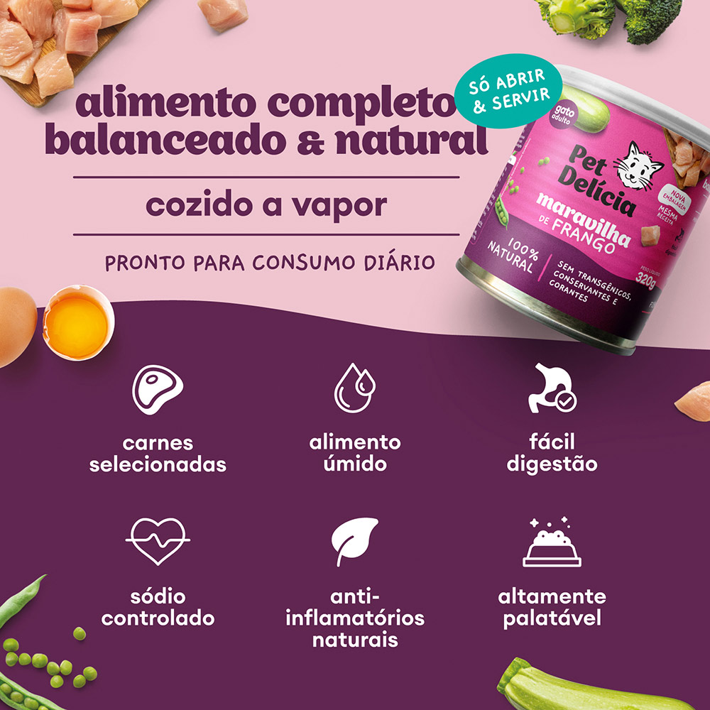 Ração Úmida Natural Pet Delícia Maravilha de Frango para Gatos