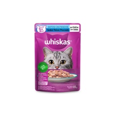 Ração Úmida Whiskas Sachê Peixe ao Molho para Gatos Adultos Castrados 85 g